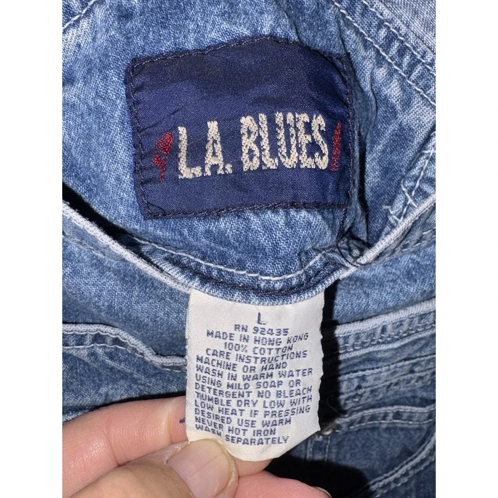 Vintage LA Blues Y2K Denim Bib Overalls Women's Size M Multi Mini Front Pockets